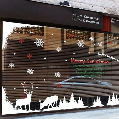 Large Christmas Sticker X mas Decal Posters Vinyl Wall Decals Decor Mural Glass Shop Window Home Decoration