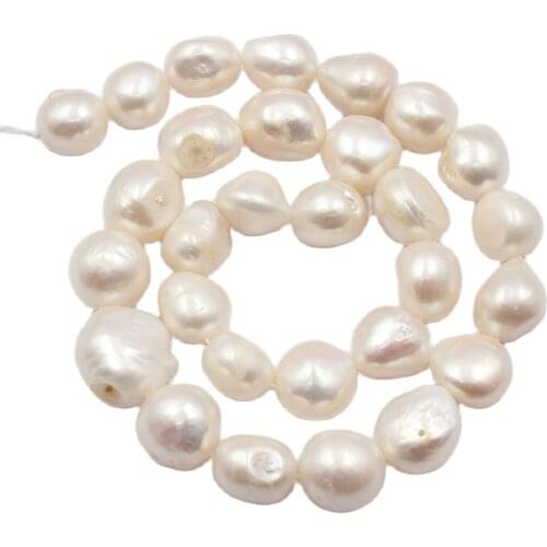 APDGG Genuine Natural 11x14-12x15mm White Baroque Keshi Pearl Strands Loose Beads For Necklace Bracelet Jewelry DIY