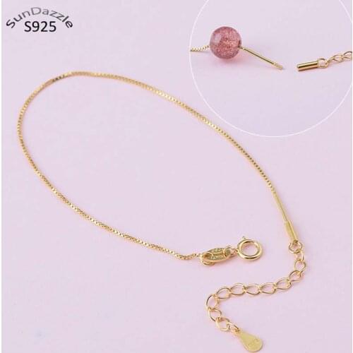 Real Solid 925 Sterling Silver Necklace Anklet Bracelet Chains With Screw Thread Bead DIY Jewelry Making Findings Box Chain