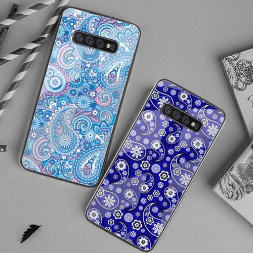 Royal Blue Bandana Phone Case Tempered Glass For Samsung S20 Plus S7 S8 S9 S10 Plus Note 8 9 10 Plus