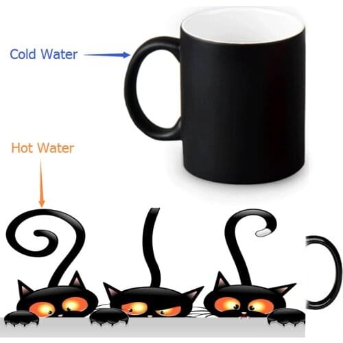 Black Cat Custom Made Design Water Coffee Mug Novelty Gift Mugs Magic Ceramic Mug 12 OZ Office Home Mugs