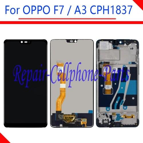 Black 6.23 inch New Full LCD DIsplay + Touch Screen Digitizer Assembly + Frame Cover For OPPO F7 CPH1819 CPH1821 Free Shipping