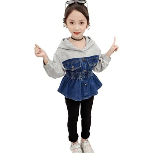 Clothes For Girls Denim Hoodies + Pants Girls Clothes Set Spring Autumn Tracksuit Girl Casual Style Kids Clothing