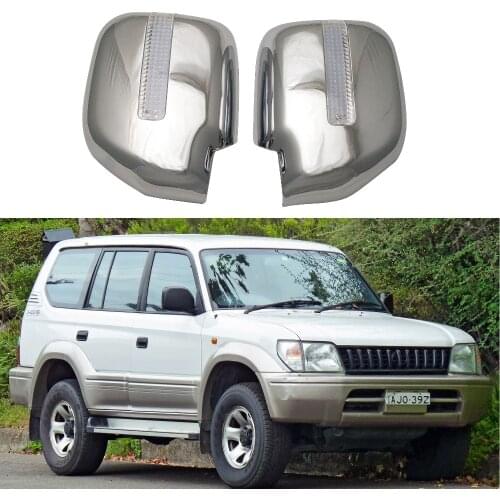 For Toyota Land Cruiser Prado J90 1996-2002 2PCS ABS Chrome plateddoor Rearview door mirror covers with Led