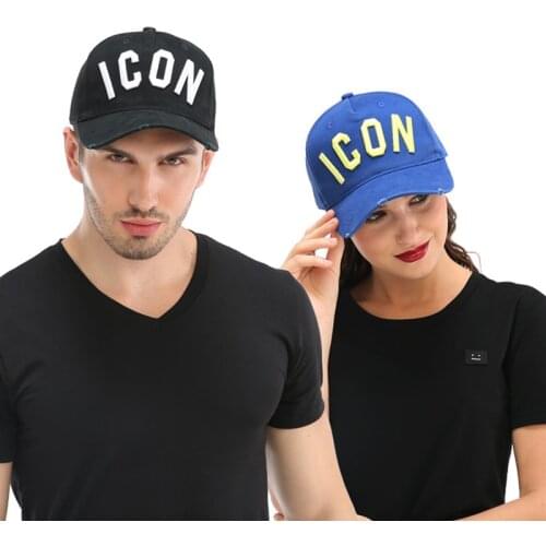 DSQICOND2 New Washed Cotton Baseball Cap ICON Letters Baseball Caps High Quality Men Women Baseball Trucker Snapback Dad Hats