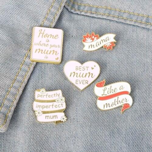Best Mama Enamel Pins Custom Perfect Mum Brooch Lapel Badge Bag Cartoon Pink Jewelry Mothers Day Birthday Gift