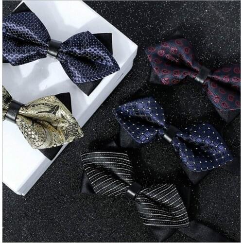Ikepeibao Polyester Checked Dots Men Casual Paisley Bow ties Neckwear Accessories