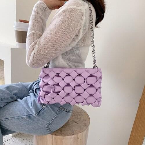 2020 new fashion temperament street trend all-match chain bag checkered clutch bag woven small shoulder diagonal bag female bag