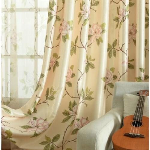 Cleon American Pastoral Highend Curtains for Living Room for Bedroom Printing Fresh Blackout Curtain Tulle Drape Home Decoration