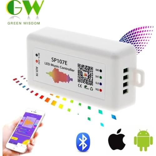 SP107E Bluetooth LED Music Controller Full Color Pixel IC SPI Controllers by Smart Phone APP for WS2812B WS2813 SK6812 LED Strip
