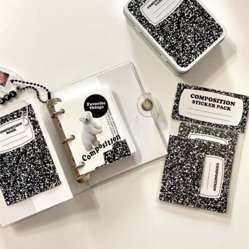 Korean Ins Snowflake Cow Pattern Cute Stickers Pack Writable Black White Mosaic Decorative Sticker Stationery Creative Collage