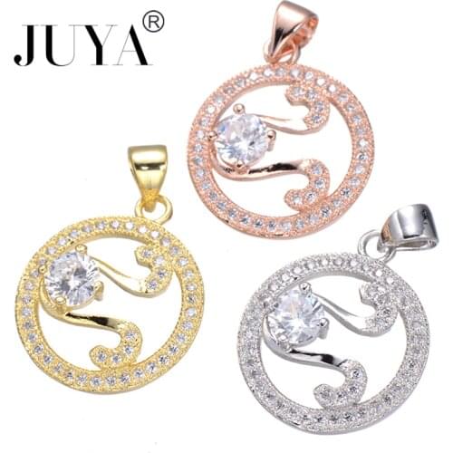 Women Pendant Accessories For Jewelry Making High Quality Copper Metal Micro Pave AAA CZ Rhinestone Round Charms DIY Craft