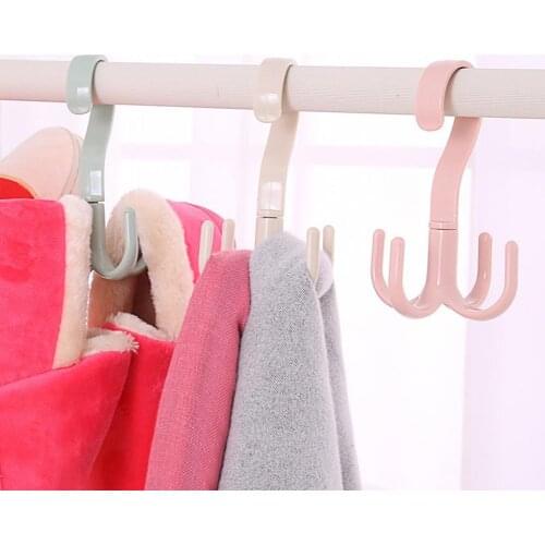 Hanger Hook 360 Degree Rotating Multi Functional ABS 4 Hooks Closet Hanger Multi-Purpose Hooks Organizer Holder