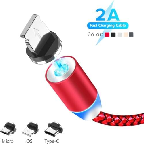 6.6ft 2m Upgraded Magnetic High Speed Micro USB Type C Fast Charging Nylon Braided Cable For iPhone Samsung Huawei Xiaomi LG