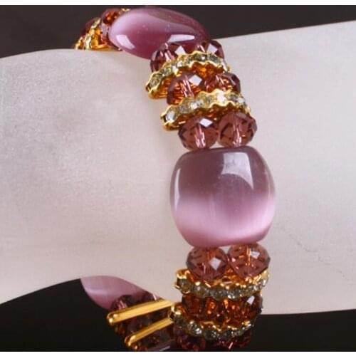 Popular purple cat eye stone beads stretch bracelets fashion crystal beads bracelets gcb1157