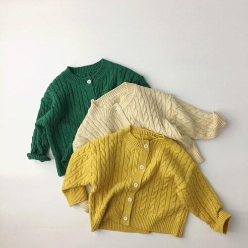 Toddler Fall Crewneck Cardigan Clothes Long Sleeve Children Button Cotton Sweater Uniform Sweaters for Little Girls Clothing