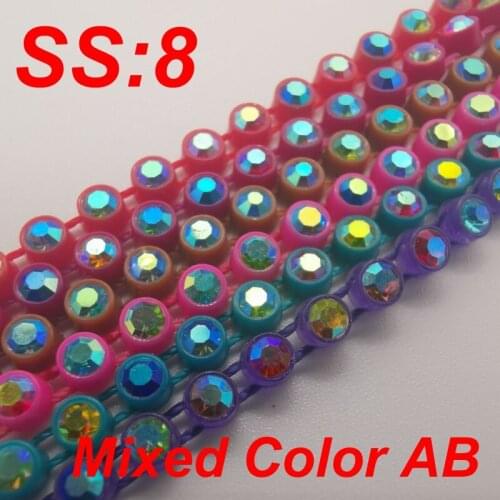 Ss8 Aab Grade Rhinestone Banding Color Setting Jewelry Finding Making Accessories 10yards/card Colored water drills Free shippin