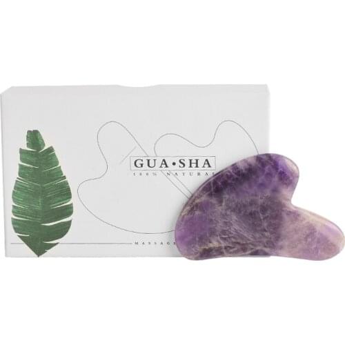 Natural Amethyst Guasha Stone Hands Foot Back Massager Scratching Body Detoxification Relax Face Skin Muscle Reduce Pain Therapy