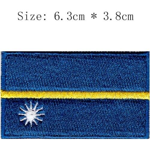 Nauru embroidery flag patch Aaron city Paradise Island country emblem for motorcycle club coat iron on sew on left chest shirts