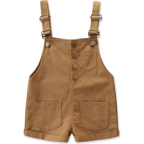 Baby Boys Girls Solid Denim Overalls Child Jean Bib Pants Infant Jumpsuit Childrens Clothing Overalls Outfits Casual Shorts