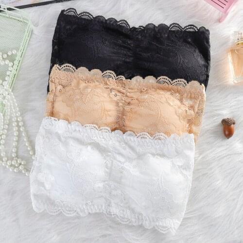 Solid Color Women Lace Tube Top Sexy Strapless Short Top Shirt Shoulder Skirt Everyday Bottomed Underwear Bras