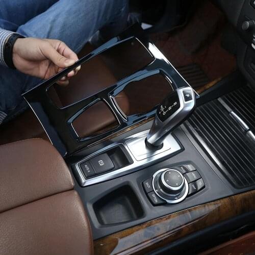 Glossy Black ABS Plastic Car Central Control Gear Shift Panel Cover Trim for BMW X5 E70 2008-13 Models LHD Vehicles Accessories