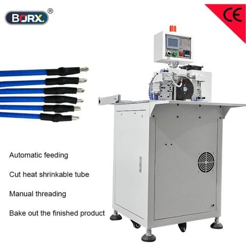 Semi-automatic heat shrink tube inserting machine Automatic shrinkable pipe cut and baking punch wire equipment