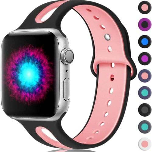 Watch Band For Apple Watch Band 42mm 38mm 44mm 40mm Strap Silicone Iwatch Bands Compatible For Apple Watch Series 4/3/2/1 Sport