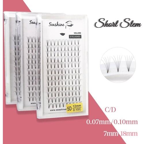 Seashine Russian Volume Lashes Short Stem 3D/4D/5D/6D Natural Soft Faux Mink Lashes Pre Made Volume Lashes Eyelash Extensions