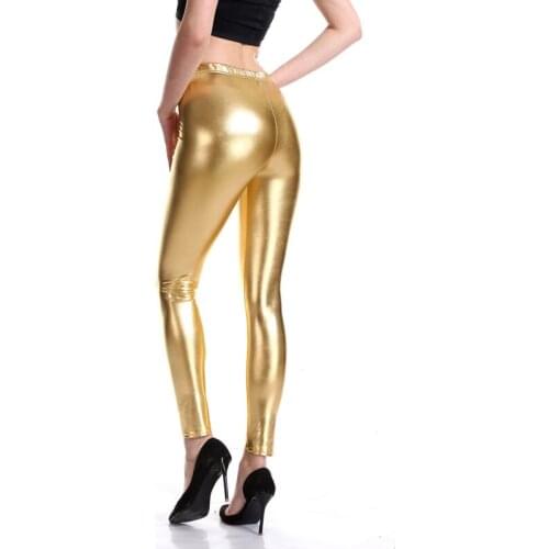 Sexy Women Wet Look Trousers Faux Leather Low Rise Leggings Stretchy Hot Pants Clubwear Dance Wear