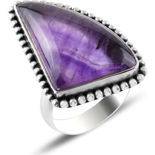 Silver 925 Sterling Amethyst Gemstone Ring