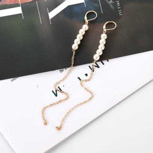 Punk earrings fashion jewelry new gold simple wild long net red pearl tassel earrings cold light statement ladies earrings