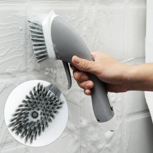Water Spray Cleaning Brush Long Handle Automatic Add Detergent Spray Type Cleaning Brush Kitchen Bathroom Cleaning Tool