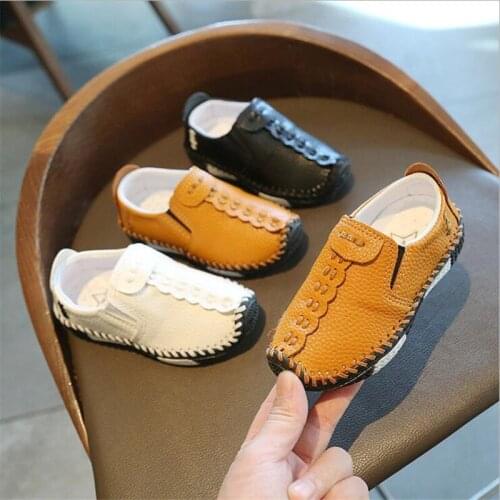 2021 Boys Girls Shoes Fashion Soft Kids Loafers Children Flats Casual Boat Shoes Childrens Wedding Moccasins Leather Shoes