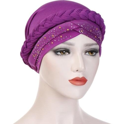 Bohemia Style Women Turban Hat Fashion Braid Knot Lady Head Scarf Hijab Muslim Inner Hijab for Women Hair Accessories Hair Loss