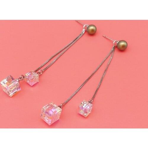 11.11 Trendy Drop Earrings Made with Austrian Crystal for Girls Party Trending Jewelry 2020 Cube Design Dangle Earing Women Gift