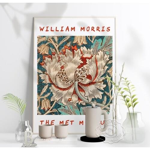 William Morris The Met Museum Exhibition Poster, Nordic Floral Wall Art Print, Plant Pattern Home Wall Stickers Kids Room Decor