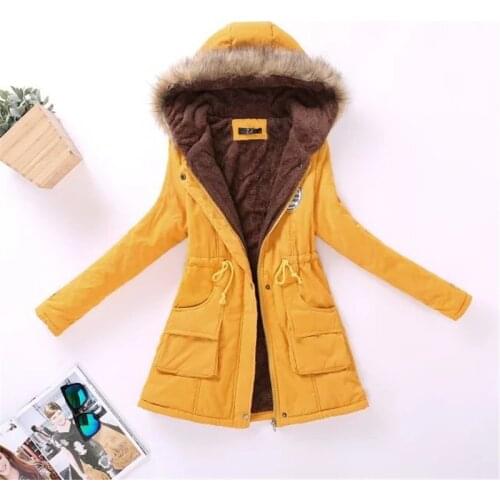 16 colors Women Parka Fashion Autumn Winter Warm Jackets Women Fur Collar Coats Long Parkas Hoodies Office Lady Cotton Plus Size