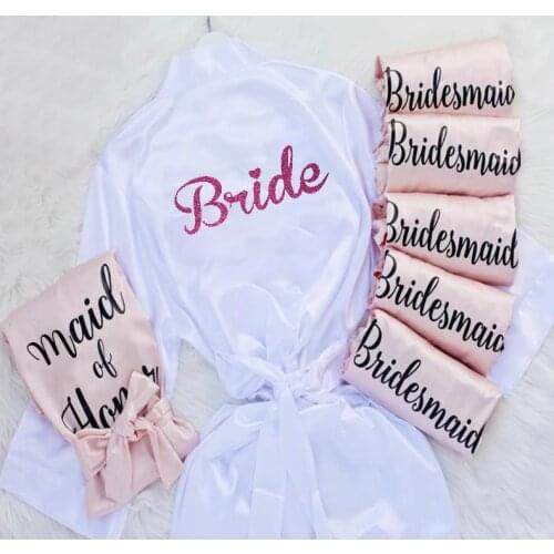 16 colors Kimono Bridal Pajamas Wedding Robe Bridesmaid Matron Maid of Honor Sister Mother of the bride Robes Bride Squad Gifts
