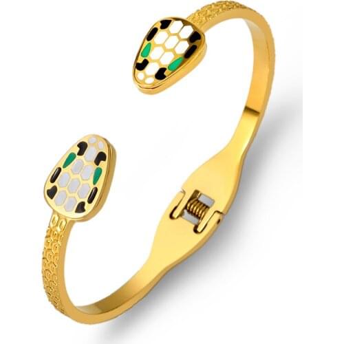 Summer New Style Silver Snake Open Bracelet Female Fashion Simple Personality Stainless Steel Bracelet For Women Jewelry Snake