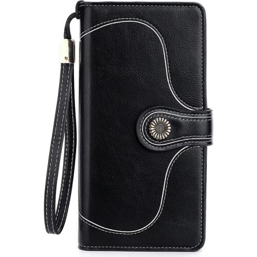 Women Vintage PU Clutch Purse Coin Bag Long Card ID Phone Holder Wallets Ladies Slim Purse Wallet 2020