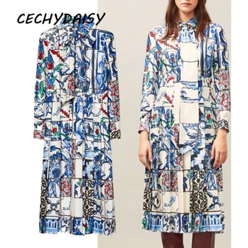 Knee Length Dress Women Vintage Floral Printed Elegant Spring Summer 2021 Office Lady Work Button Up Large Size Y2k Dresses Robe