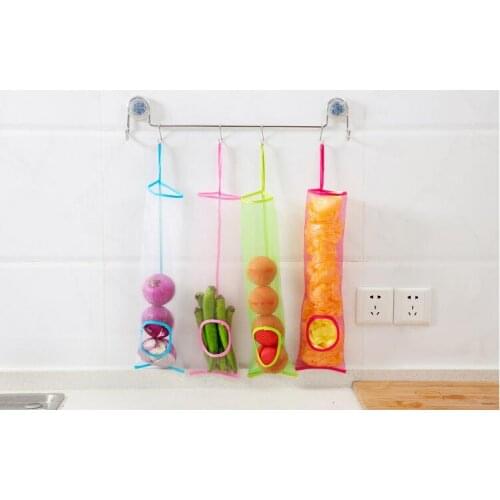 1PC Kitchen Organizer Mesh Garbage Bags Door Back Trash Rack Storage Bag Holder With Hook Hanging Trash Rack OK 0755