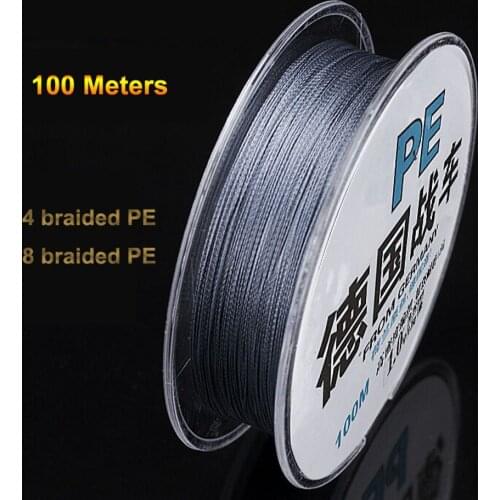 100m PE Multi-filament Rope Cord 4 Strands 8Stands Fishing Lines Fishing Wire for All Fishing Strong braided fishing line