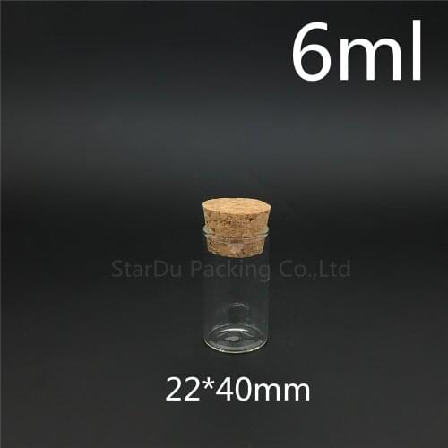 1000pcs/lot 6ml 22*40mm Wishing Glass Bottle with Cork ,High-quality 6cc Glass Vials Display Bottle Wholesale