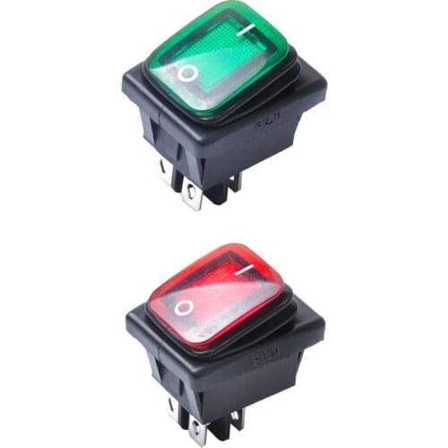 2pcs Red Green 4 Pin On-Off DPST Rocker Toggle Switch Vehicle Dash Parts