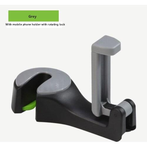 2 in 1 Car Headrest Hook with Phone Holder Seat Back Hanger for Bag Handbag Purse Grocery Cloth Foldble Clips Organizer