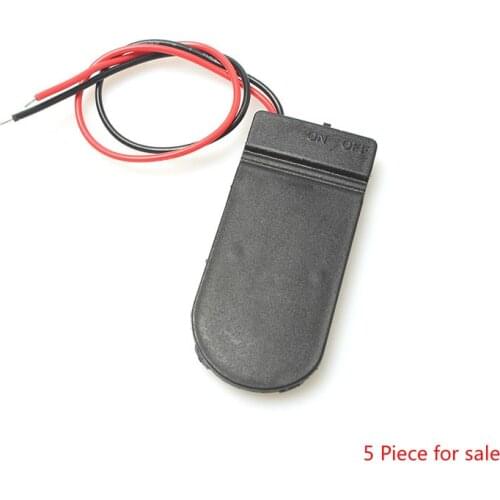 5Pcs/Lot Hold 2x CR2032 Button Coin Cell Battery Holder Case Storage Black Box 6V Wire Lead ON/OFF Switch Wholesale