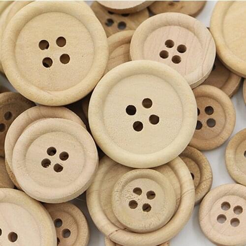 New Arrival 50 Pcs Helpful Mixed Wooden Buttons Color Round 4-Holes Sewing Scrapbooking DIY