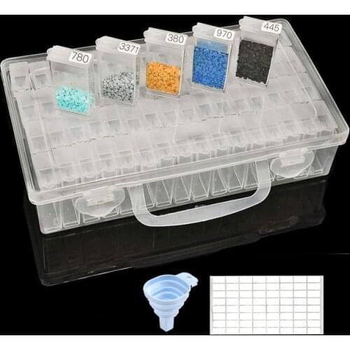 64 Grids Diamond Painting Drill Storage Container, Beads Organizer Storage Case with Label and Tweezers